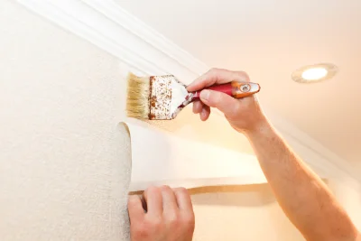 Pose de papier peint à Saint-Nectaire — revêtements muraux et toiles de verre